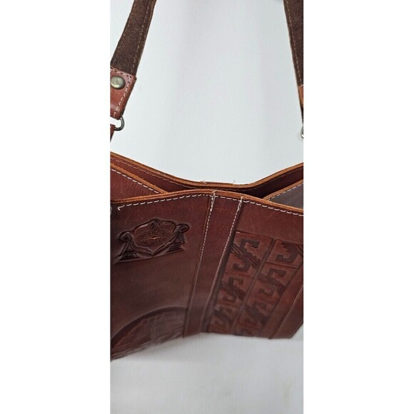 Mexican Hand Tooled Genuine Leather Aztec Handbag Purse - Picture 5 of 5